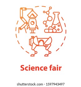 Science Fair Concept Icon. Technology Development. Chemistry School Project. Robotics Building. University And College Competition Idea Thin Line Illustration. Vector Isolated Outline Drawing