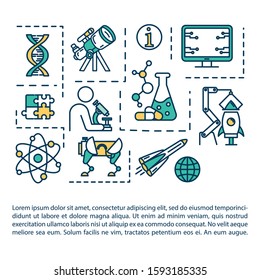 Science Fair Concept Icon With Text. Chemistry Research. University Laboratory. College Study. Article Page Vector Template. Brochure, Magazine, Booklet Design Element With Linear Illustrations