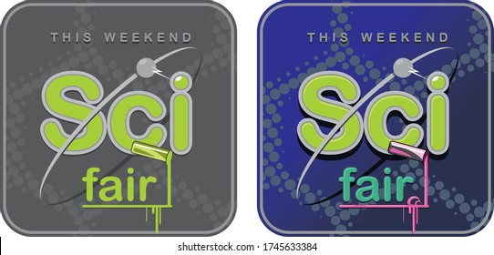 Science Fair Emblem, Scientific Forum Invitation Design. Vector