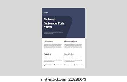 Science Fair Flyer Design Template. School College University Science Fair Poster Leaflet Design. Kids Science Fair Flyer Design.