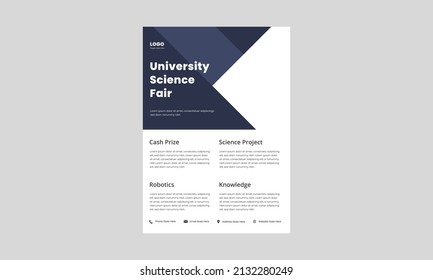 Science Fair Flyer Design Template. School College University Science Fair Poster Leaflet Design. Kids Science Fair Flyer Design.