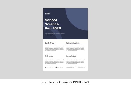 Science Fair Flyer Design Template. School College University Science Fair Poster Leaflet Design. Kids Science Fair Flyer Design.