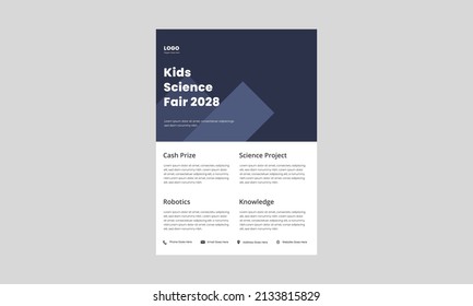 Science Fair Flyer Design Template. School College University Science Fair Poster Leaflet Design. Kids Science Fair Flyer Design.