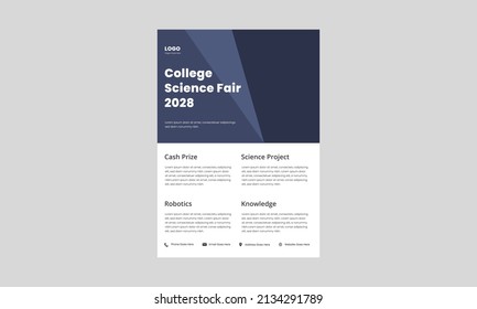 Science Fair Flyer Design Template. School College University Science Fair Poster Leaflet Design. Kids Science Fair Flyer Design.