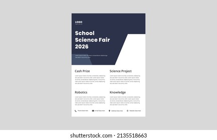 Science Fair Flyer Design Template. School College University Science Fair Poster Leaflet Design. Kids Science Fair Flyer Design.