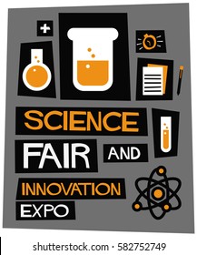 Science Fair and Innovation Expo (Flat Style Vector Illustration Quote Poster Design)