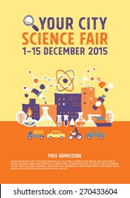 Science Fair Poster Concept - Freehand Drawing Vector Illustration