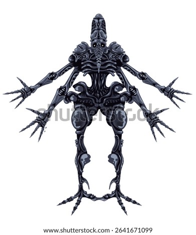 science fiction alien monster with four arms