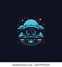 a science fiction based gaming and entertainment universe modern logo strong and powerful flat color