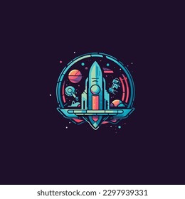 a science fiction based gaming and entertainment universe modern logo strong and powerful flat color