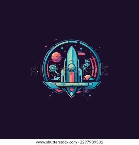 a science fiction based gaming and entertainment universe modern logo strong and powerful flat color