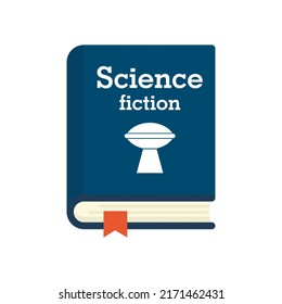 Science fiction book icon. Flat illustration of science fiction book vector icon isolated on white background