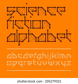 Science fiction font style. Vector.