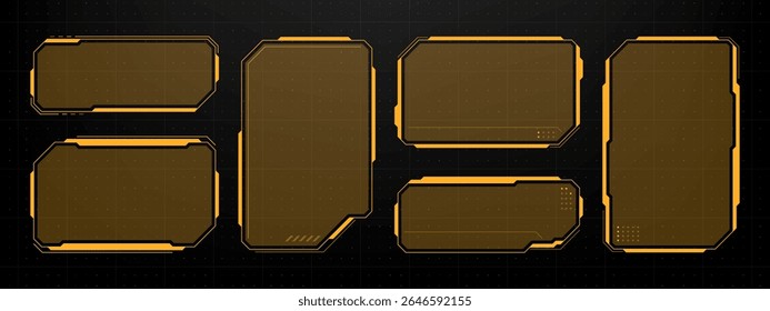 Ficção científica futurista hud caixa de texto vetor quadro. Mostra o design do elemento de exibição para a interface. Tecnologia digital