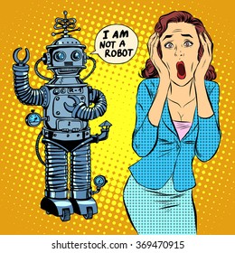 Science fiction horror robot woman panic