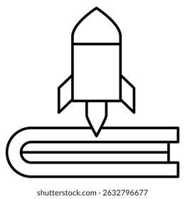 Science fiction icon Black and white outline vector