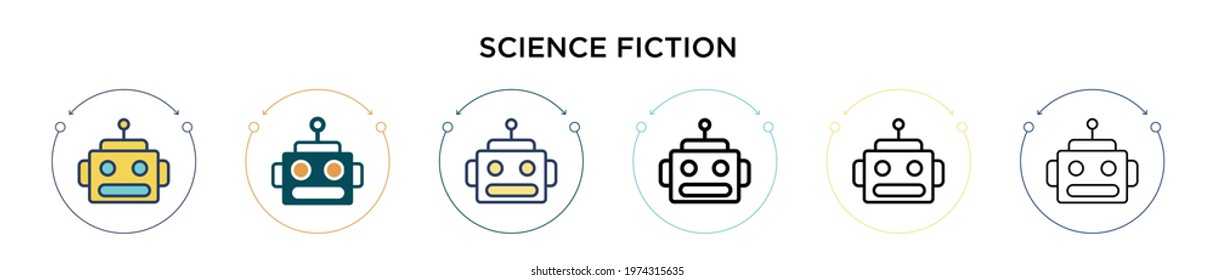 Science fiction icon in filled, thin line, outline and stroke style. Vector illustration of two colored and black science fiction vector icons designs can be used for mobile, ui, web