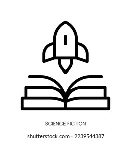 Science fiction icon. Line Art Style Design Isolated On White Background