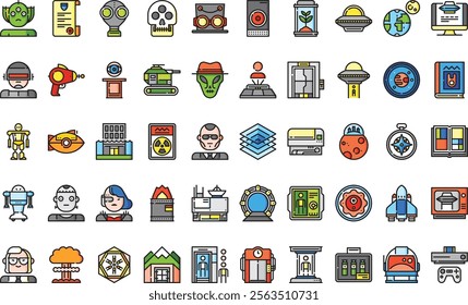 Science fiction icons High-Quality Vector Icons Collection with Editable Stroke. Ideal for Professional and Creative Projects.