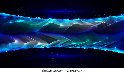 Science fiction vector cosmic illustration, space fantastic planet 3d line drawing. Usable as abstract background with copy space for title and text.
