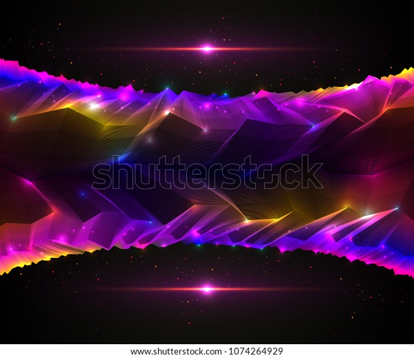 Science fiction vector cosmic illustration,\
space fantastic planet 3d line drawing. Usable as abstract\
background with copy space for title and\
text.