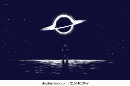 Science fiction.Astronaut and black hole