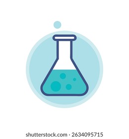 Science flask icon design in a circle emblem style