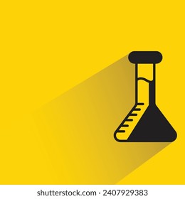 science flask icon with shadow on yellow background