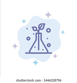 Science, Flask, Trees Blue Icon on Abstract Cloud Background
