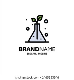 Science, Flask, Trees Business Logo Template. Flat Color. Vector Icon Template background