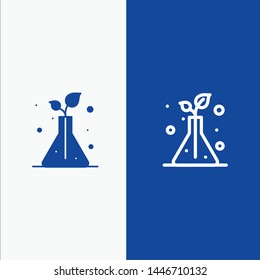 Science, Flask, Trees Line and Glyph Solid icon Blue banner Line and Glyph Solid icon Blue banner