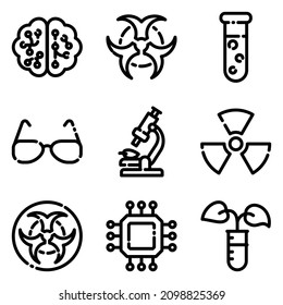 Science Flat Icon Set Isolated On White Background