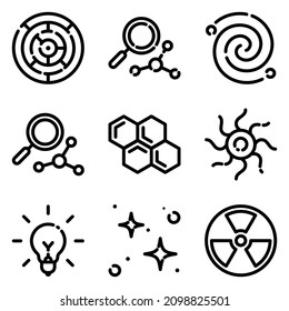 Conjunto De Iconos Planos De Ciencia Aislados En Fondo Blanco