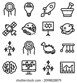 Conjunto De Iconos Planos De Ciencia Aislados En Fondo Blanco