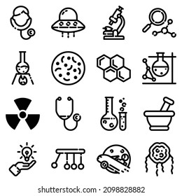 Science Flat Icon Set Isolated On White Background
