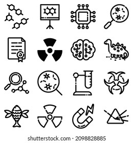 Conjunto De Iconos Planos De Ciencia Aislados En Fondo Blanco