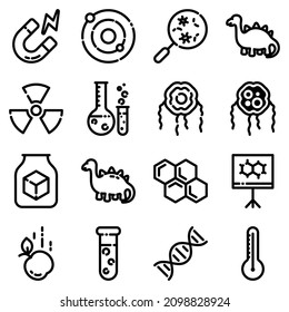 Science Flat Icon Set Isolated On White Background