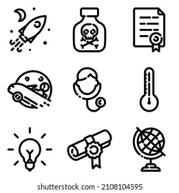 Science Flat Icon Set Isolated On White Background