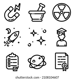 Science Flat Icon Set Isolated On White Background