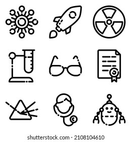 Science Flat Icon Set Isolated On White Background