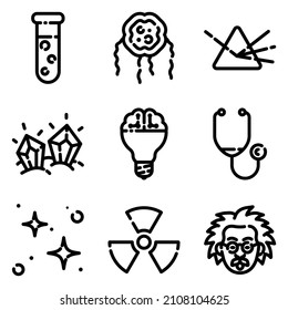 Science Flat Icon Set Isolated On White Background