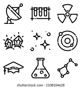 Conjunto De Iconos Planos De Ciencia Aislados En Fondo Blanco