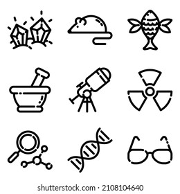Science Flat Icon Set Isolated On White Background