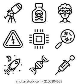 Science Flat Icon Set Isolated On White Background