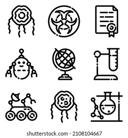 Science Flat Icon Set Isolated On White Background