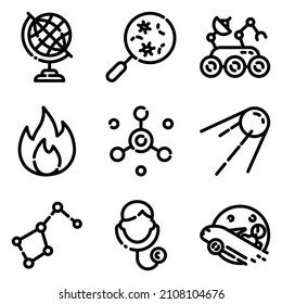 Science Flat Icon Set Isolated On White Background