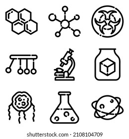 Science Flat Icon Set Isolated On White Background