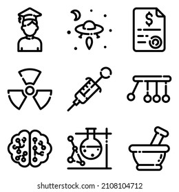 Science Flat Icon Set Isolated On White Background