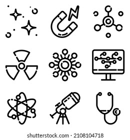 Science Flat Icon Set Isolated On White Background