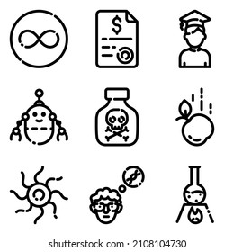 Science-Flat-Symbolsatz einzeln auf weißem Hintergrund